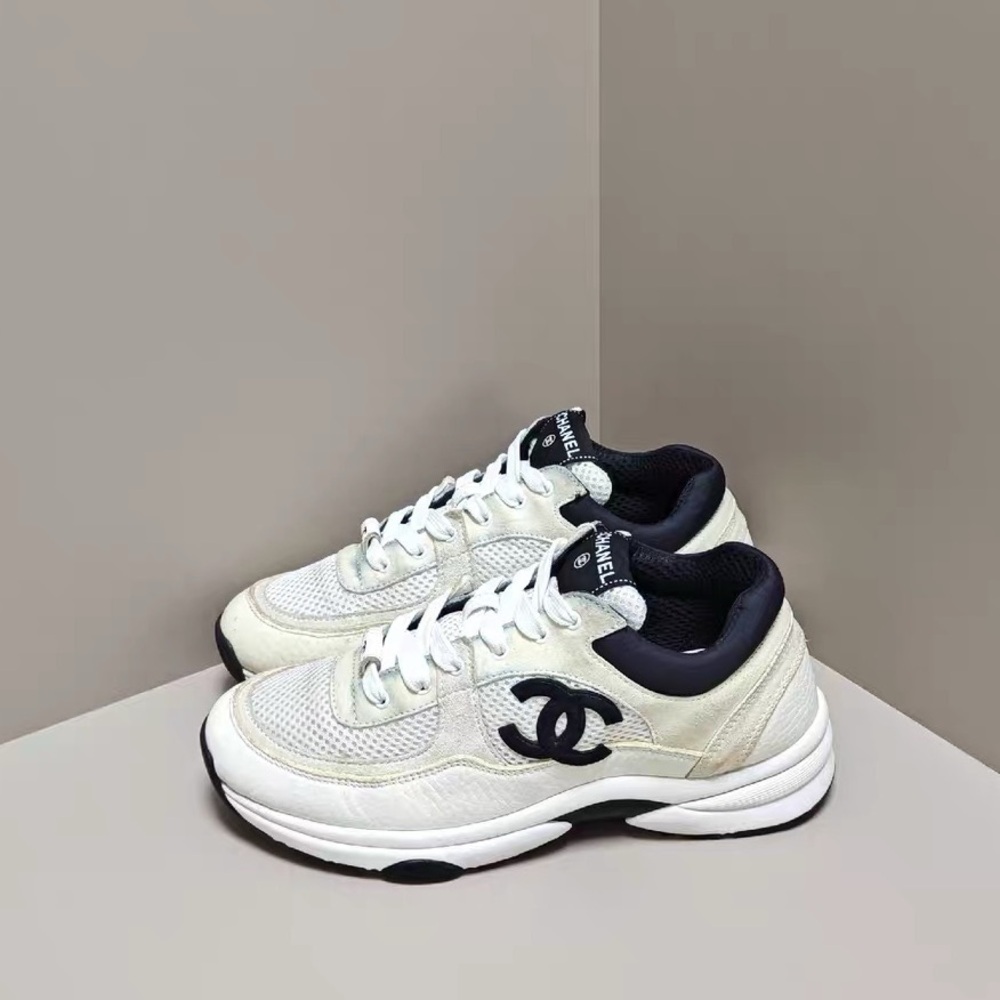 Authentic CHANEL Cream and Black Athletic Shoes